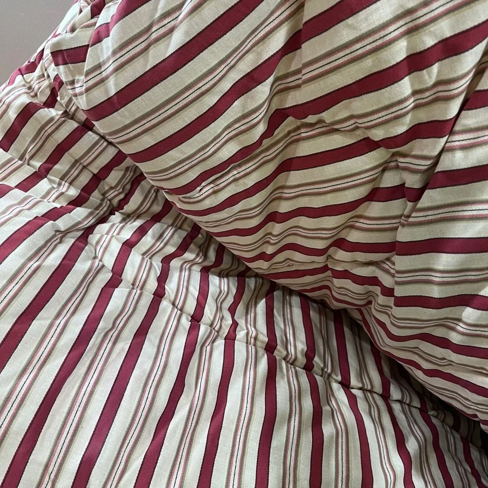 Vtg Waverly Norfolk Rose Full/Queen Comforter Floral Reversible Stripe Burgundy
